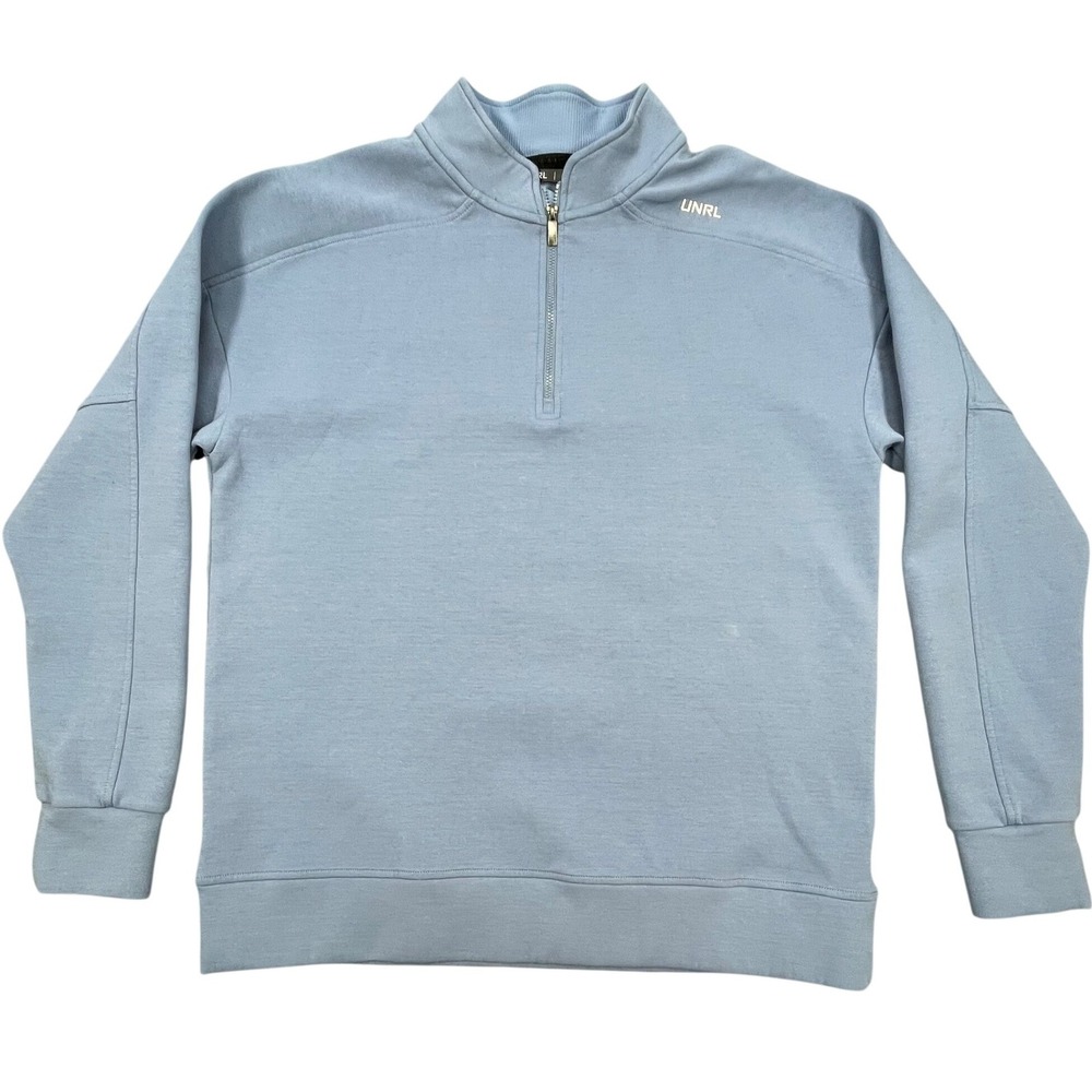 UNRL Blue Quarter Zip Athletic Fit Pullover Sweatshirt Mens Medium M